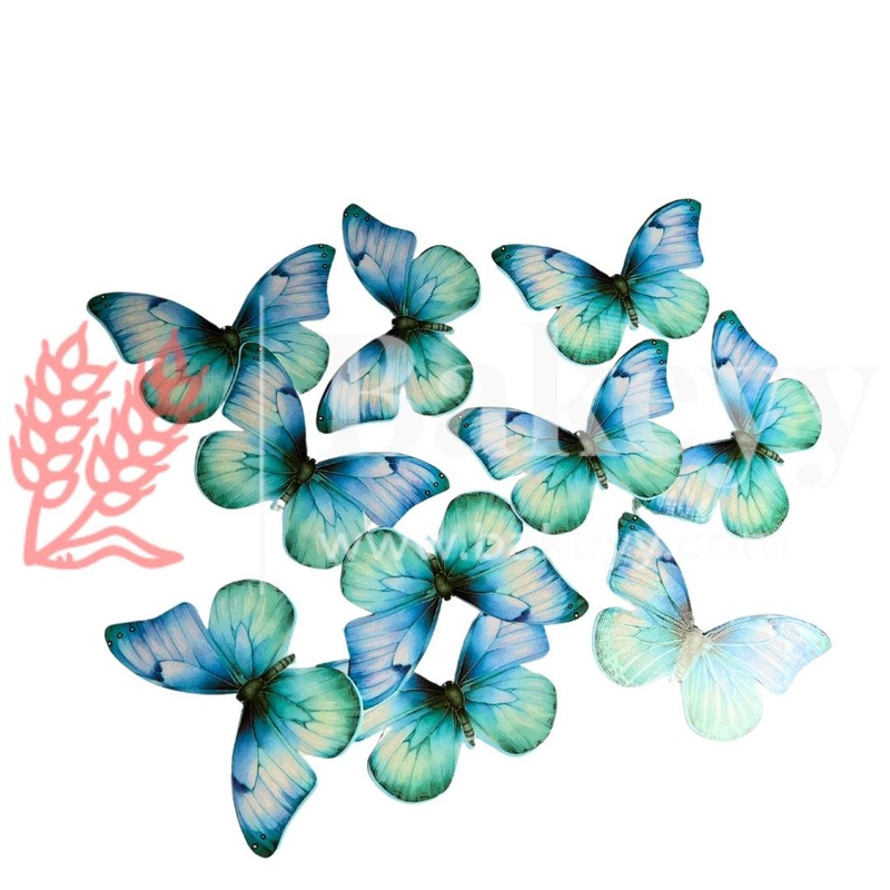 D4 Blue | Pastel Colour Butterfly Toppers | Birthday Cake Decorations | Party Cake Decoration | 7cm x 4.5cm| Pack of 10