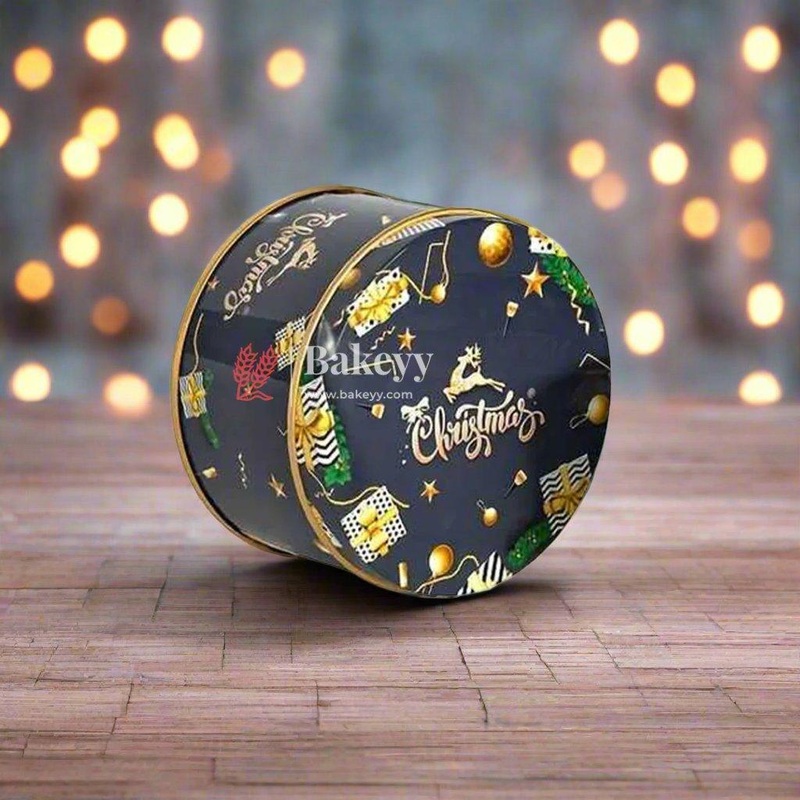 Dark Blue & Gold Christmas Decorative Tin Box | Luxury Gift Box for Candles, Chocolates & More | Pack of 6