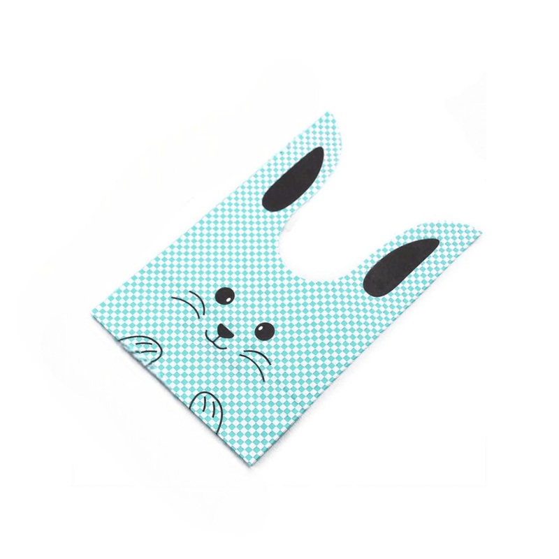 Extra Large | Rabbit Ear Candy Gift Bags | Blue | Cute Plastic Bags | Bunny Party Favors | Pack of 50