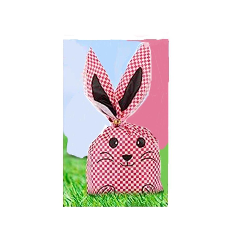 Extra Large | Rabbit Ear Candy Gift Bags | Pink | Cute Plastic Bags | Bunny Party Favors | Pack of 50