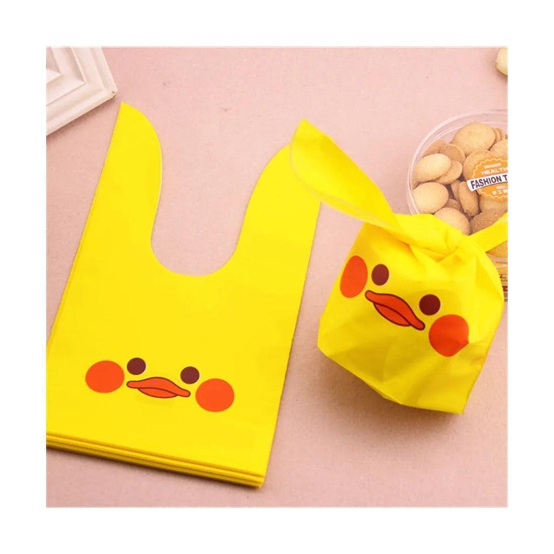 Extra Large | Rabbit Ear Candy Gift Bags | Yellow |Cute Plastic Bags | Bunny Party Favors | Pack of 50