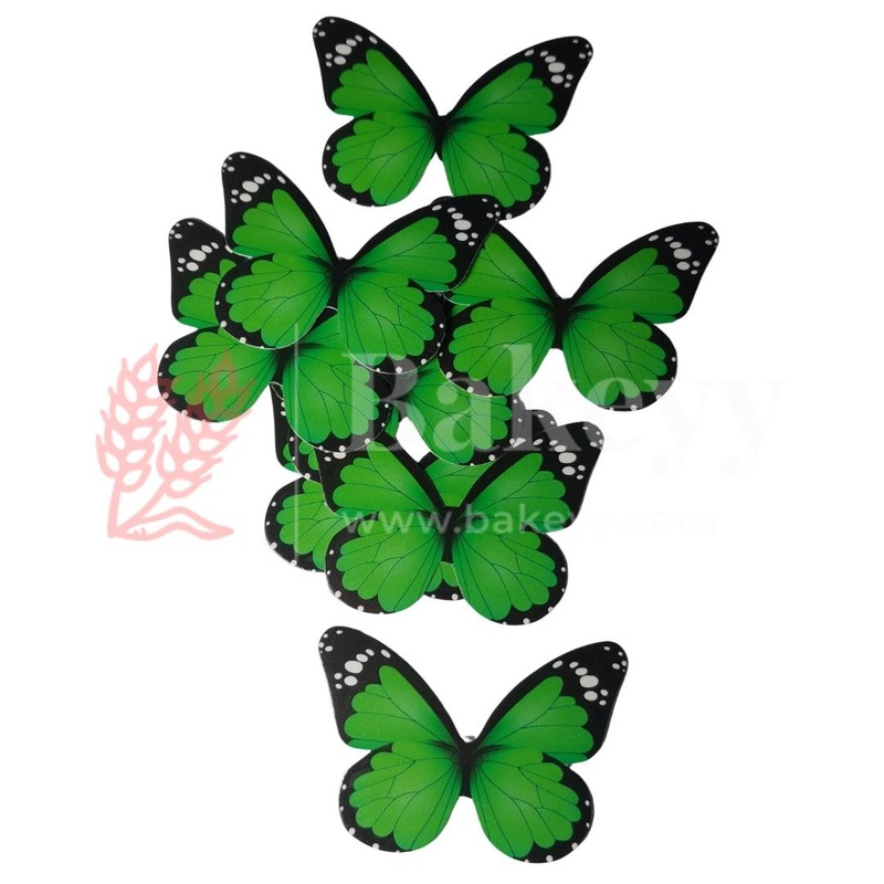 F3 Green |Vibrant Wing Butterfly Cake Topper  6x4.5 cm Pack of 10