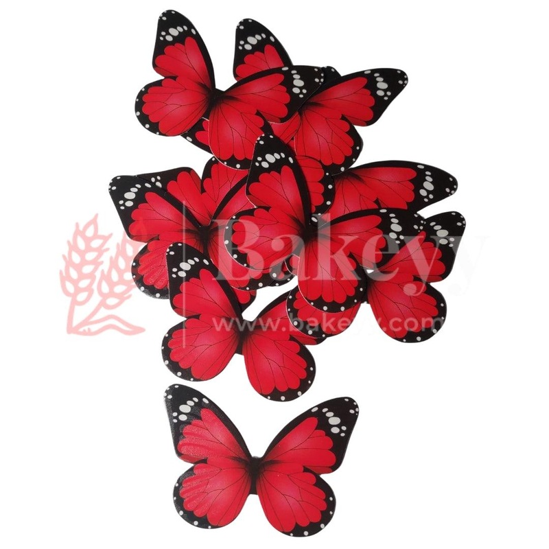 F4 Red |Vibrant Wing Butterfly Cake Topper  6x4.5 cm Pack of 10