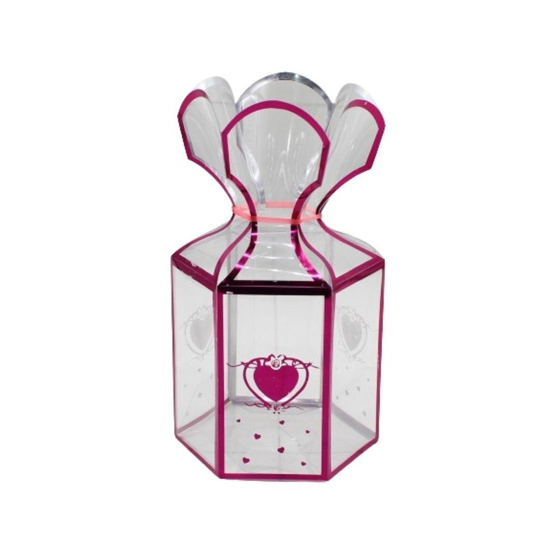Fancy Pink Gift Boxes with Heart Design | PVC Chocolate Box | Gift Box | Goodie Box |  | Medium | Pack of 10