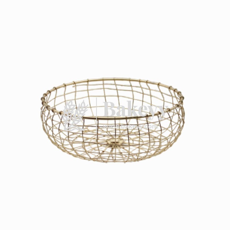 Medium Decorative Gold Metal Hamper Basket For Gifting Circle