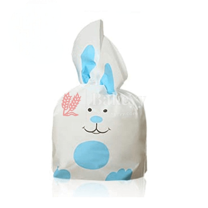 Medium | Rabbit Ear Candy Gift Bags | Blue | Cute Plastic Bags | Bunny Party Favors | Pack of 50