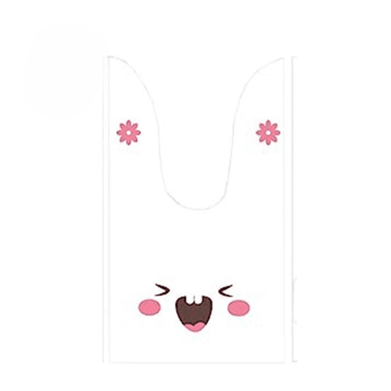 Medium | Rabbit Ear Candy Gift Bags | Pink | Cute Plastic Bags | Bunny Party Favors | Pack of 50