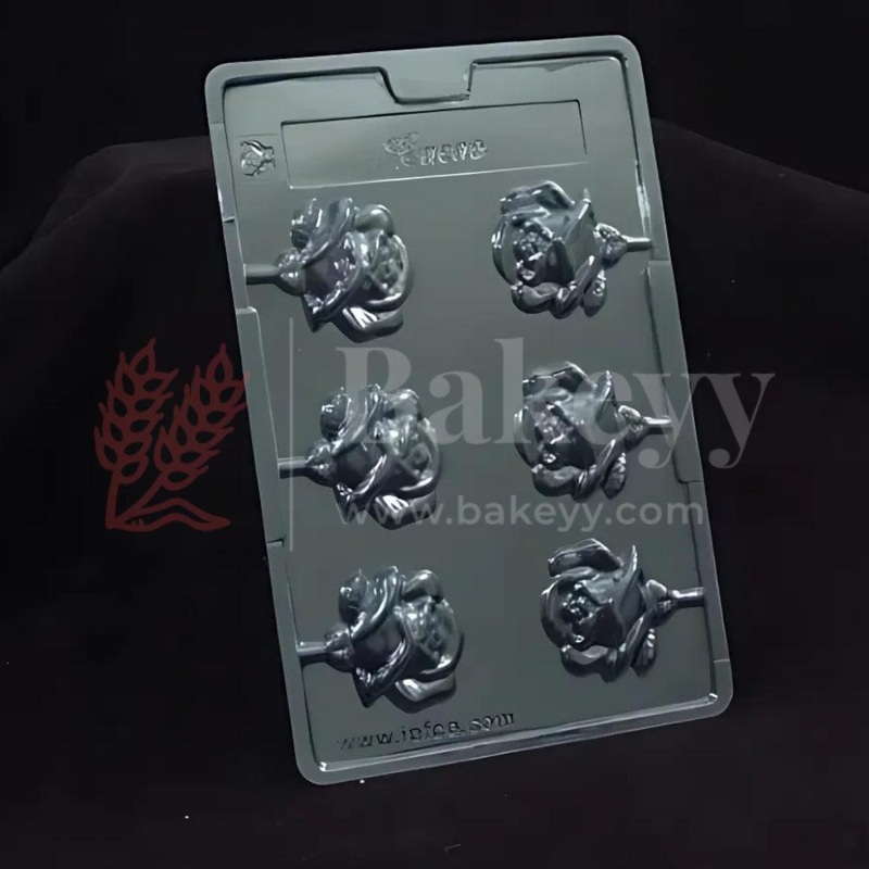 Mould 223-Rose Lollipop Chocolate Mould Tray | Baking Accessories | Plastic Chocolate Mould | Party Favor Mould | Pack of 1