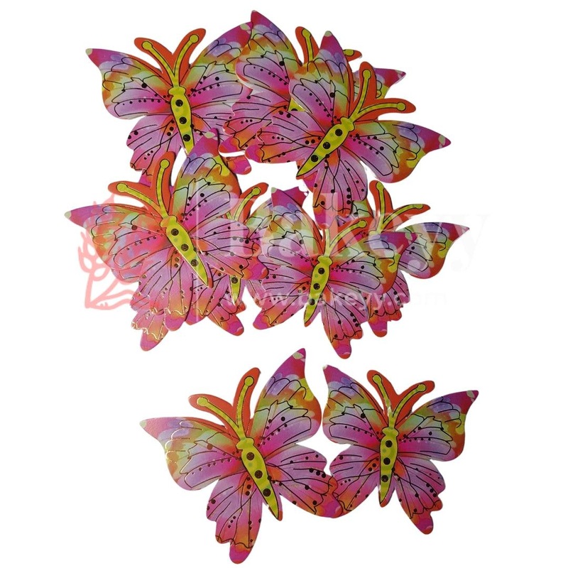 Pink and Green| Mystic Butterfly toppers| Pack of 10 toppers| Butterfly with golden lining
