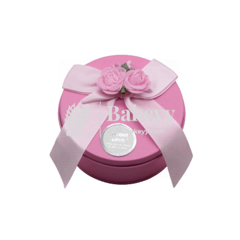 Pink Round Empty Decorative Tin Box |Pack of 10|Gift Box | Chocolate Box | Sweet Box | Jewellery Box | Luxury Box