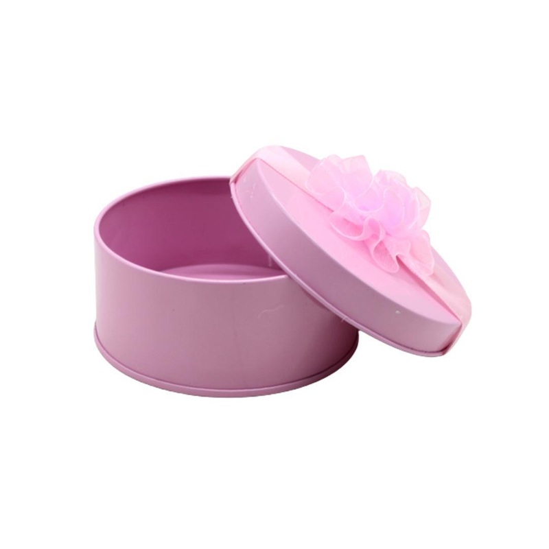 Pink Small Round Empty Decorative Tin Box | Multipurpose Box| 1 Piece