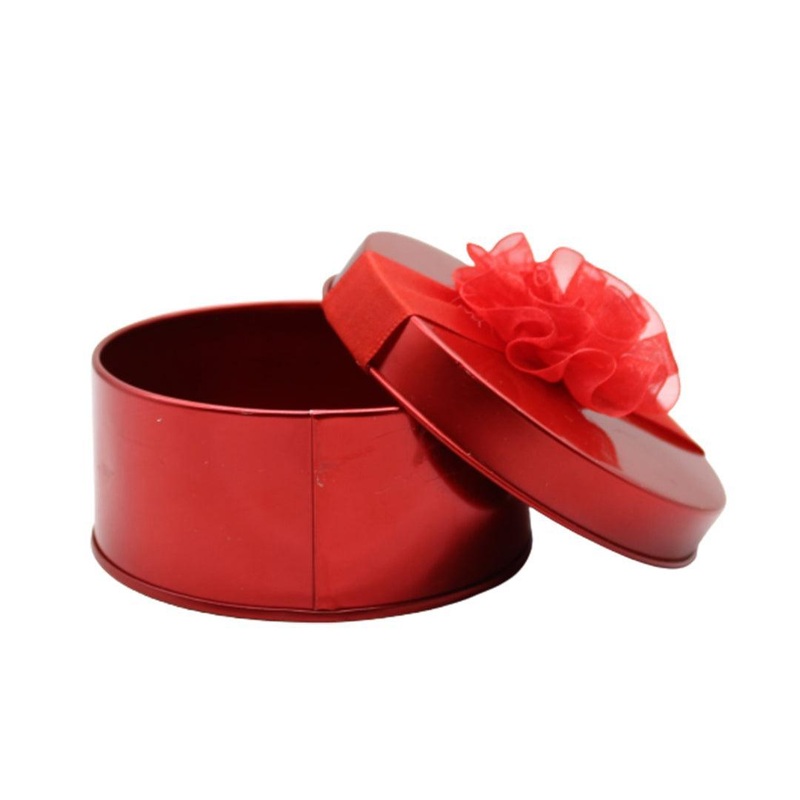 Red Small Round Empty Decorative Tin Box | Gift Box | Chocolate Box | Sweet Box | Jewellery Box | Luxury Box