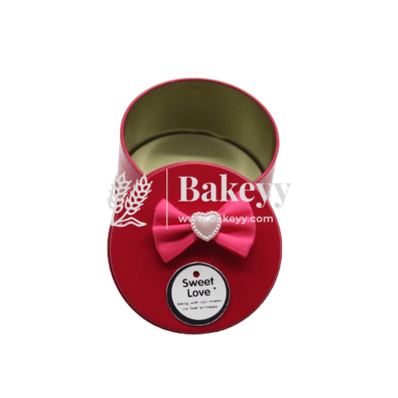 Rose Pink Round Empty Decorative Tin Box | Gift Box | Chocolate Box | Sweet Box | Jewellery Box | Luxury Box| 1 Piece