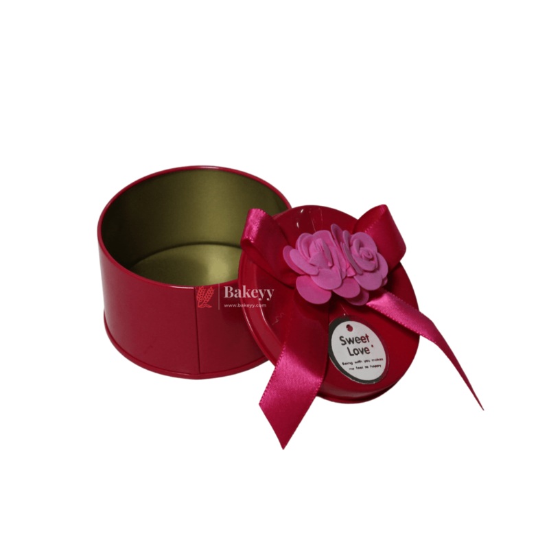 Rose Pink  Round Empty Decorative Tin Box |Pack of 10|Gift Box | Chocolate Box | Sweet Box | Jewellery Box | Luxury Box