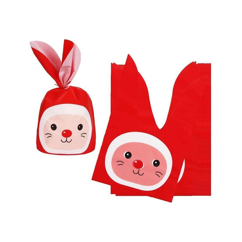 Small | Rabbit Ear Candy Gift Bags | Cute Plastic Bags | Bunny Party Favors | Pack of 50