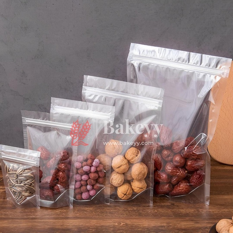 100 gm | 10x17 CM | Zip Lock Pouch | Clear Stand-up Pouch | Standing Pouch | 110 GSM | Pack of 100