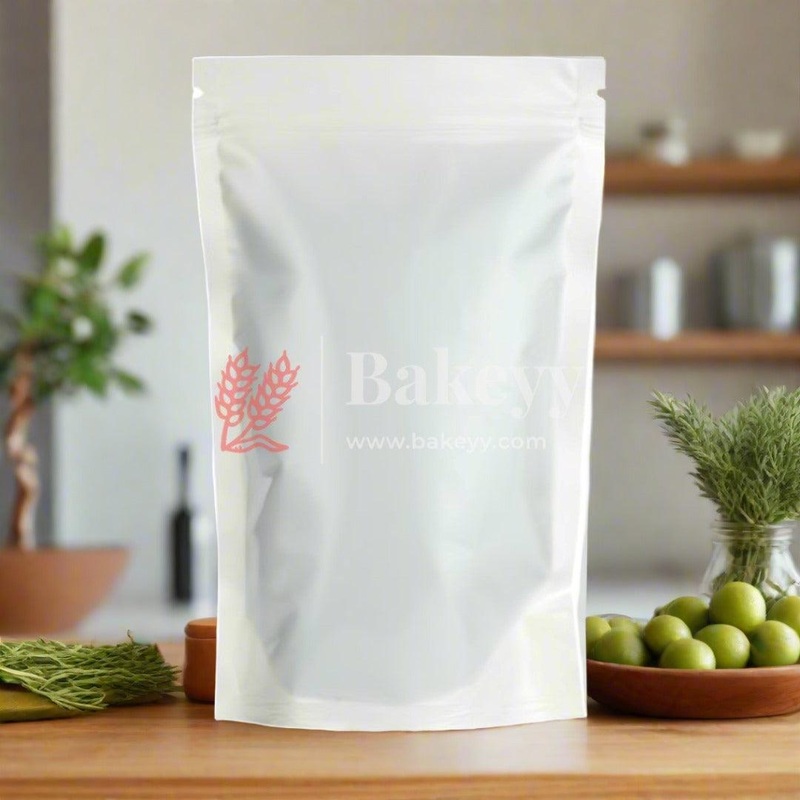 100 gm | 10x17 CM | Zip Lock Pouch | Milky White Pouch Without Window | Standing Pouch | 110 GSM | Pack of 100