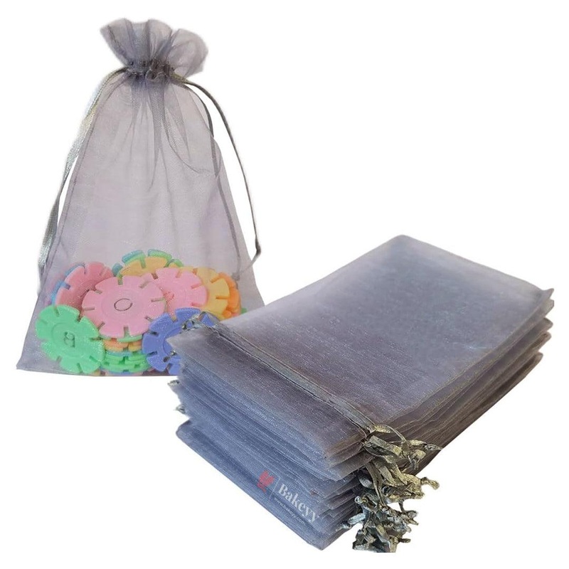 10x15cm | Organza Potli Bags | Grey Colour | Candy Bag | Pack of 99