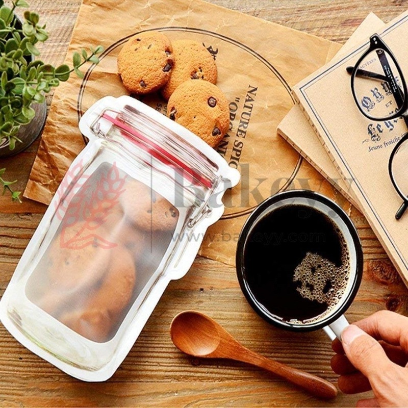 13x19cm | Red Jar Zip Lock Pouch | Mason Jar Design | Pack of 50