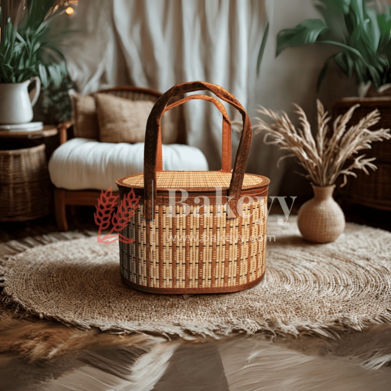 25x16x16cm | Brown Oval Cane baskets| 1 Piece