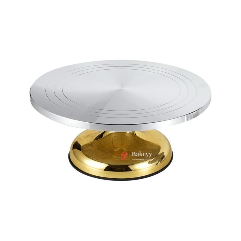 30*14 cm Cake Decoration Turntable |Heavy Rotating Cake Stand | Golden base | Elegant Round | Metal Cake Rotating Stand |1 Piece
