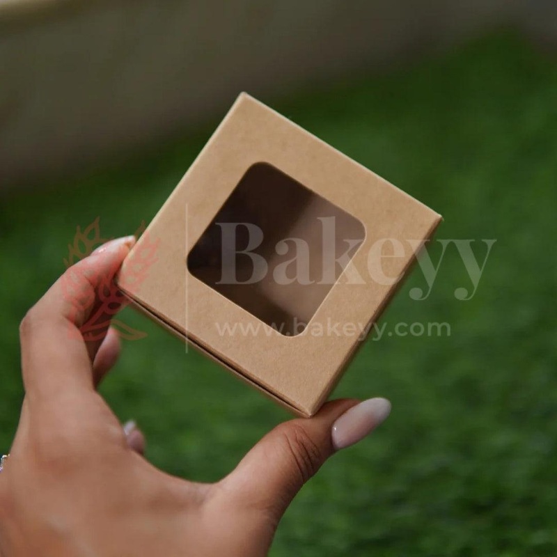 3x3x1.75 Inch Kraft Brownie Window Box | Cookie Box With Clear Window | Gift box | Pack of 50