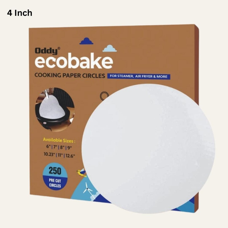 4Inch | Oddy Uniwraps  Round Ecobake Baking and Cooking Paper- White| 1 Packet
