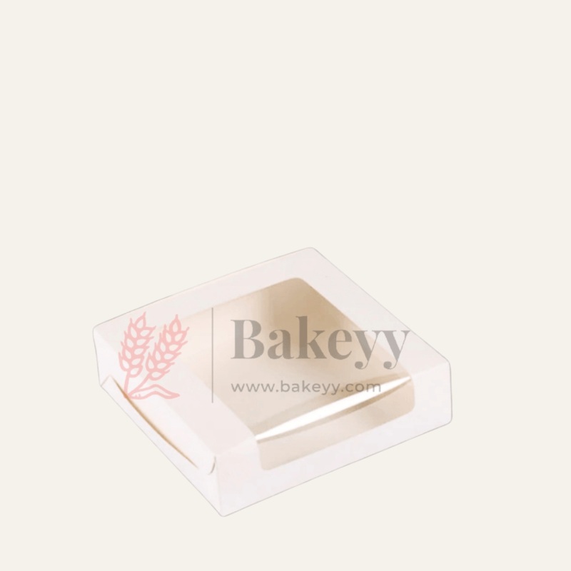 5.5x5.5x1.75 Inch | 4 Brownie Box with L-Shaped Window - White | Brownie gift box |Pack of 50