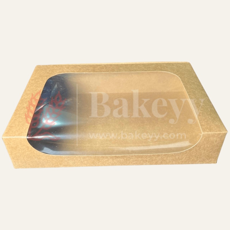 9 x 6 x 1.75 Inch 6 Brownie Box with L-Shaped Window - Kraft | Brownie gift box | Kraft dessert box | Goodie Box | Pack of 50