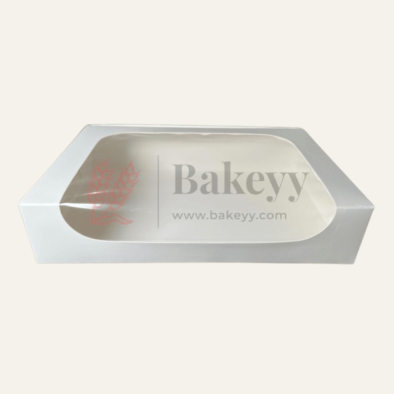 9 x 6 x 1.75 Inch 6 Brownie Box with L-Shaped Window - White | Brownie gift box | Kraft dessert box | Goodie Box | Pack of 50
