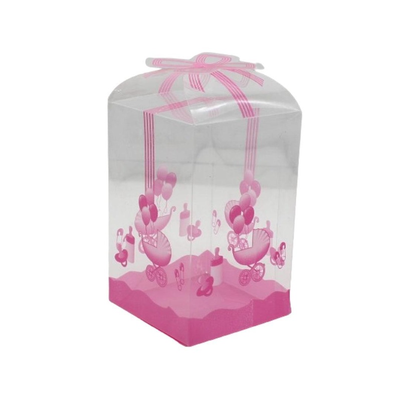 Baby Shower Gift Boxes with Pink Stroller Design | PVC Chocolate Box | Gift Box | Goodie Box |  | Medium | Pack of 10
