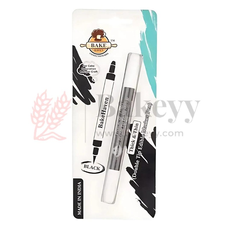 BakeHaven DoubleTip Edible Marker  Black | DualNib FoodSafe Pen for Cake & Sugar Art| 1 Piece