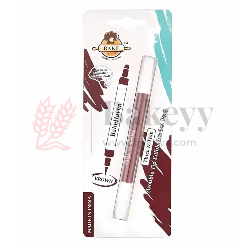 BakeHaven DoubleTip Edible Marker  Brown | DualNib FoodSafe Pen for Cake & Sugar Art| 1 Piece