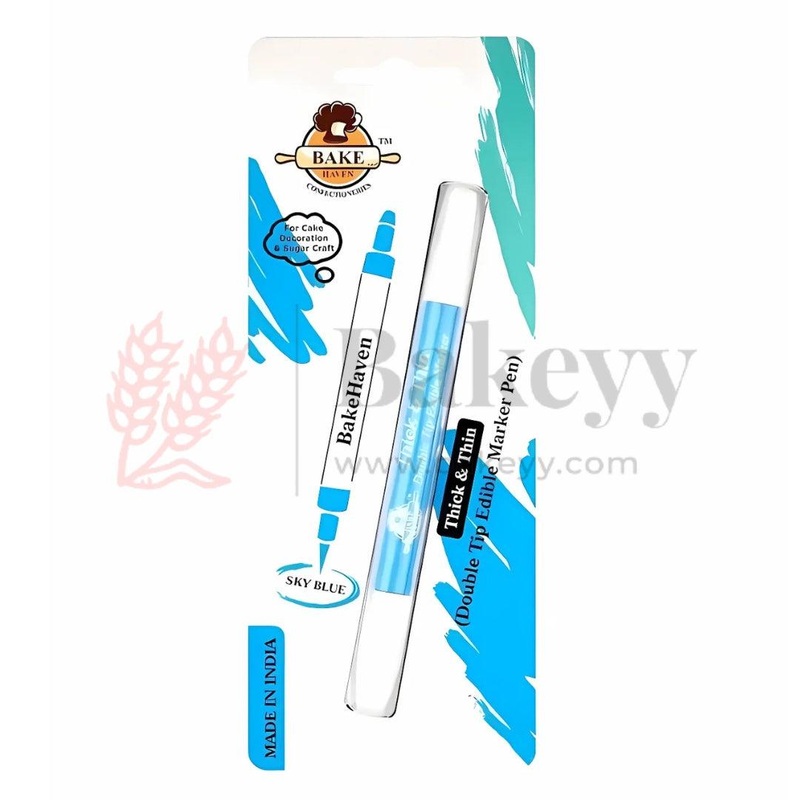 BakeHaven DoubleTip Edible Marker  Sky Blue | DualNib FoodSafe Pen for Cake & Sugar Art| 1 Piece