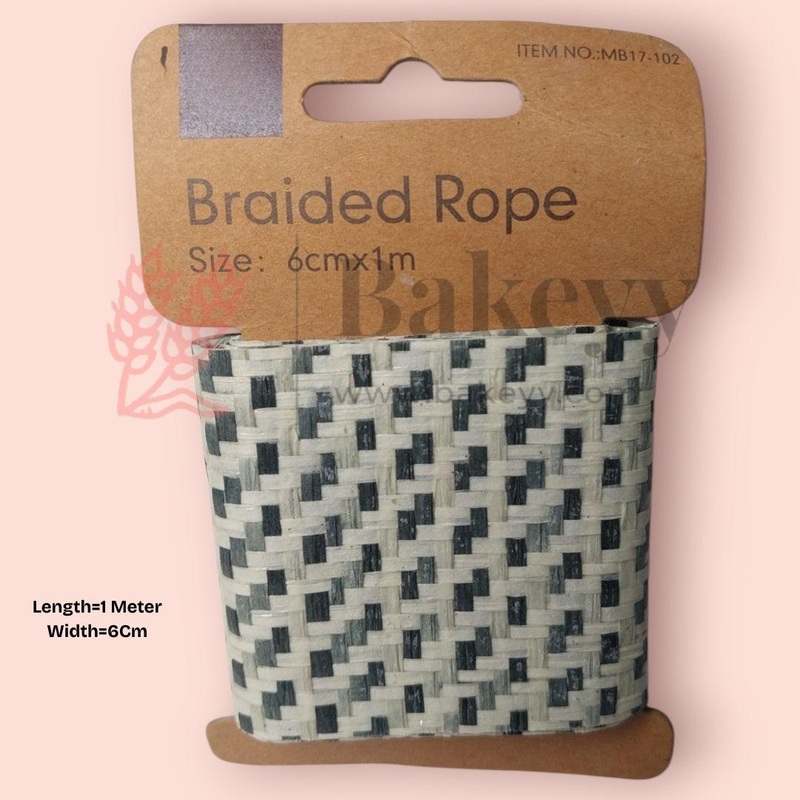 Black and White Braided Ribbon| Perfect for Gift Packaging, DIY Crafts| 1 Piece