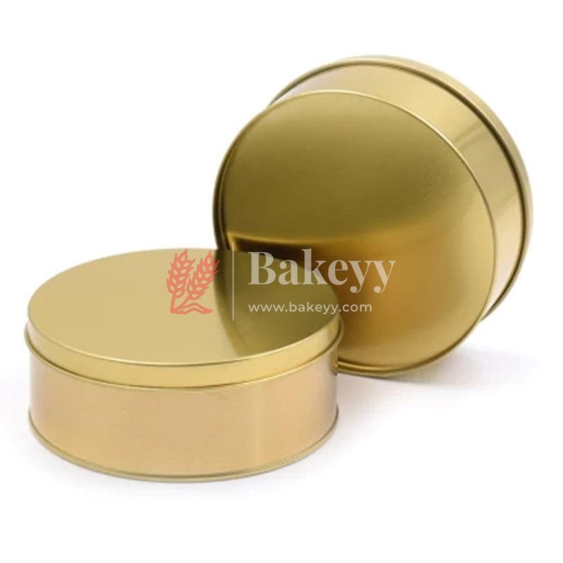 Dream Cake Tin Box Gold  Round Empty Decorative Tin Box | 500 Gram Tin | Gift Box | Pack of 6
