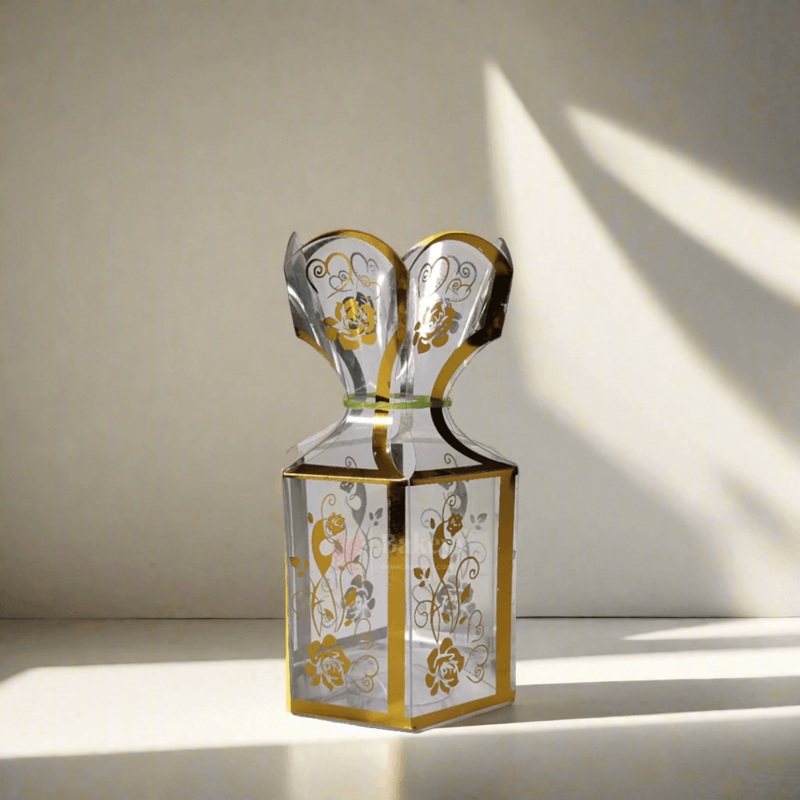 Gold Flower Design | PVC Goodie Box | Pack of 10