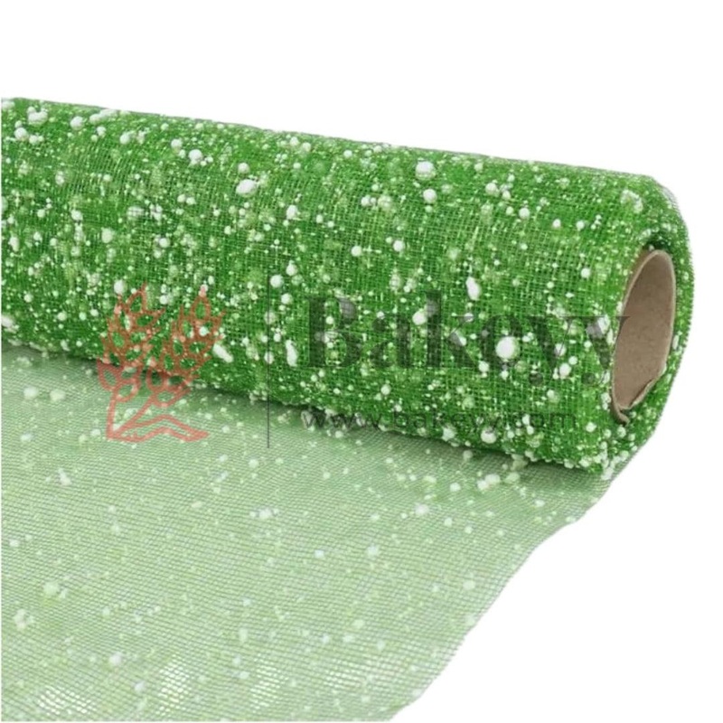 Green Snow Net Roll for Bouquet Making, Flowers Packing| 4 Meters Roll| Perfect for Chocolate Wrapping, Gift Packing| 1 Piece