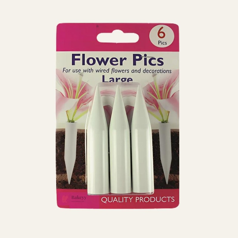 Large Flower Picks, White | Artificial Flower Holder| Pack of 6
