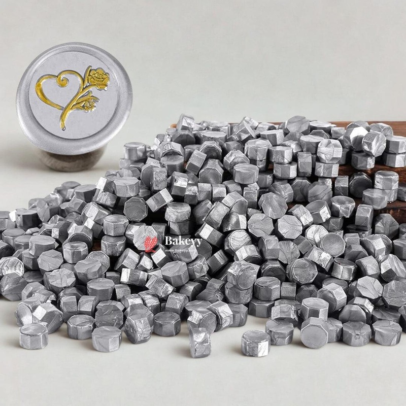 Metallic Grey Wax Seal Beads, 100g