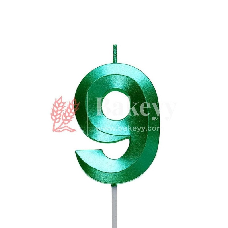 Number 9 Green 3D Candle | 1 pcs | For Birthday, Wedding Party & Cake Decoration