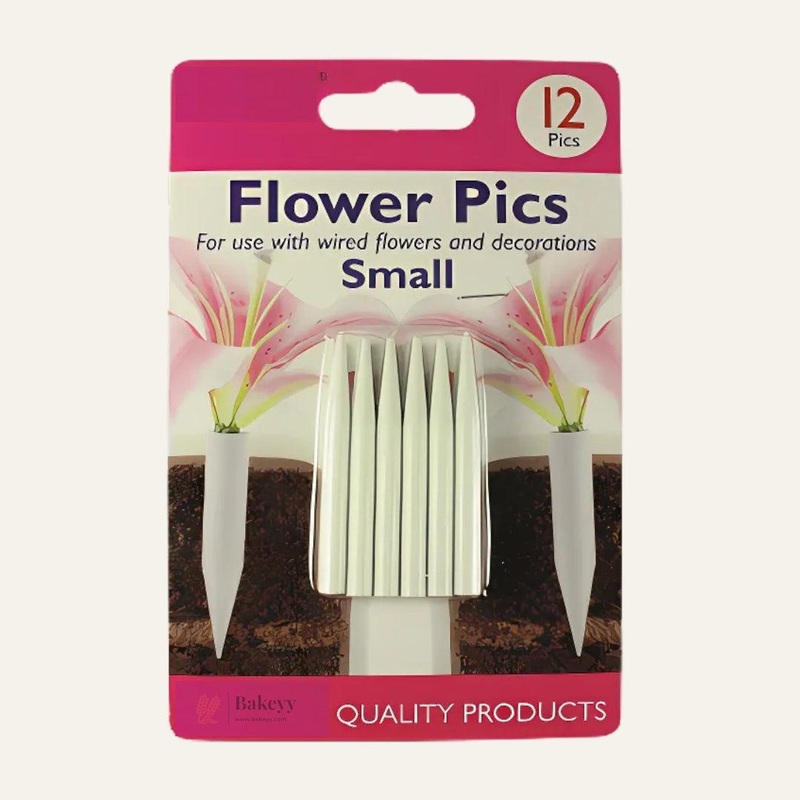 Small Flower Picks, White | Artificial Flower Holder| Pack of 12