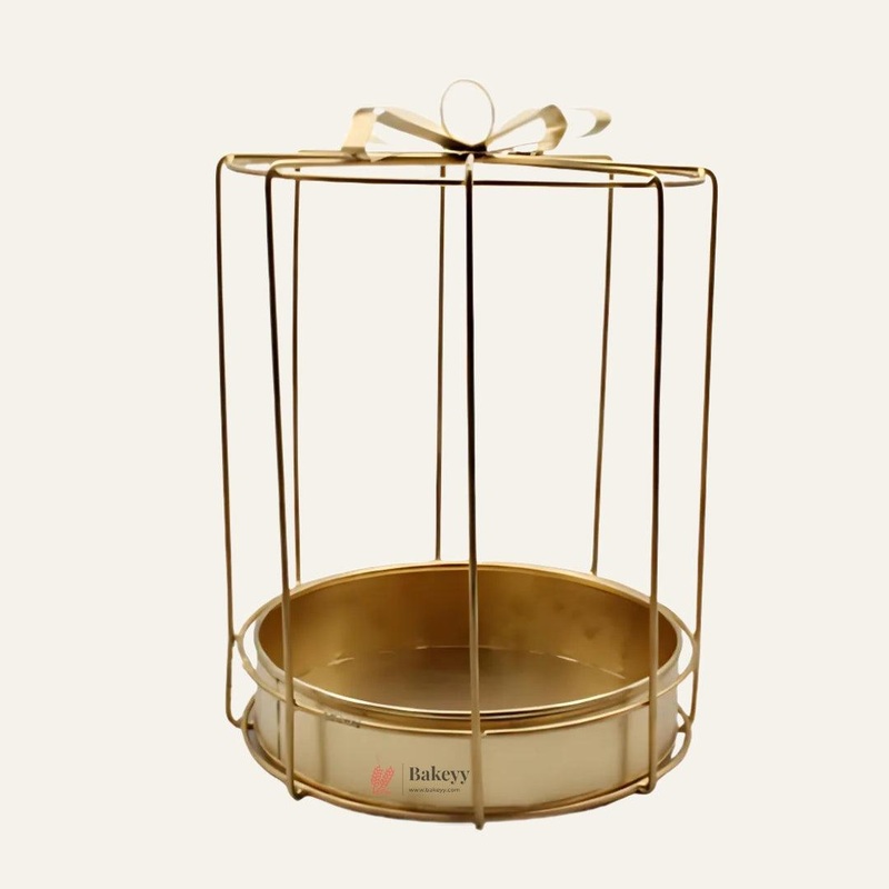 White Round Wedding Hamper Metal Basket, Packaging | Home Decor | Return Gift | Gifting | Packing Tray