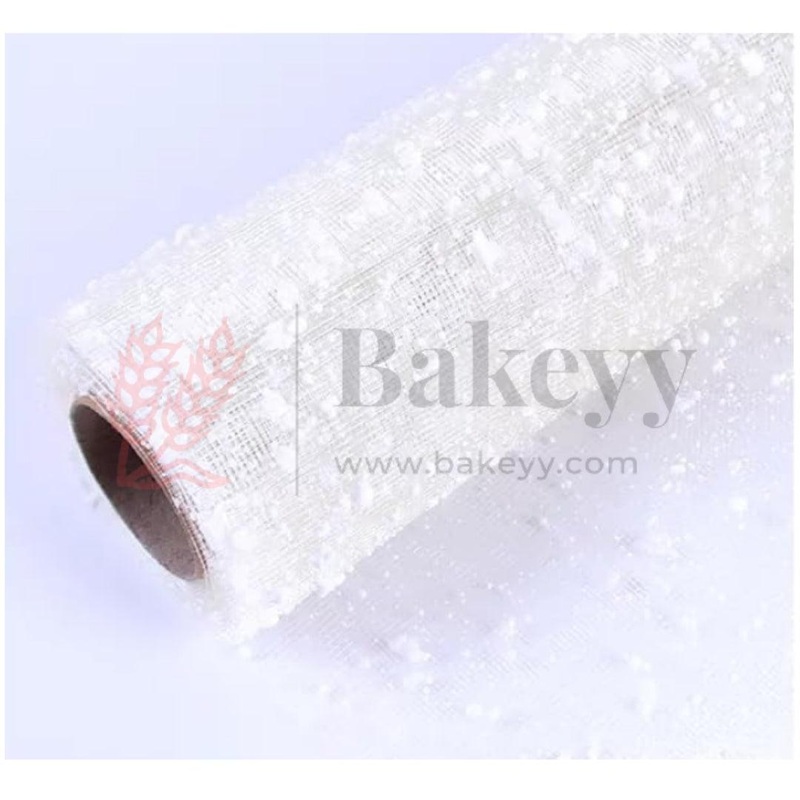 White Snow Net Roll for Bouquet Making, Flowers Packing| 4 Meters Roll| Perfect for Chocolate Wrapping, Gift Packing| 1 Piece