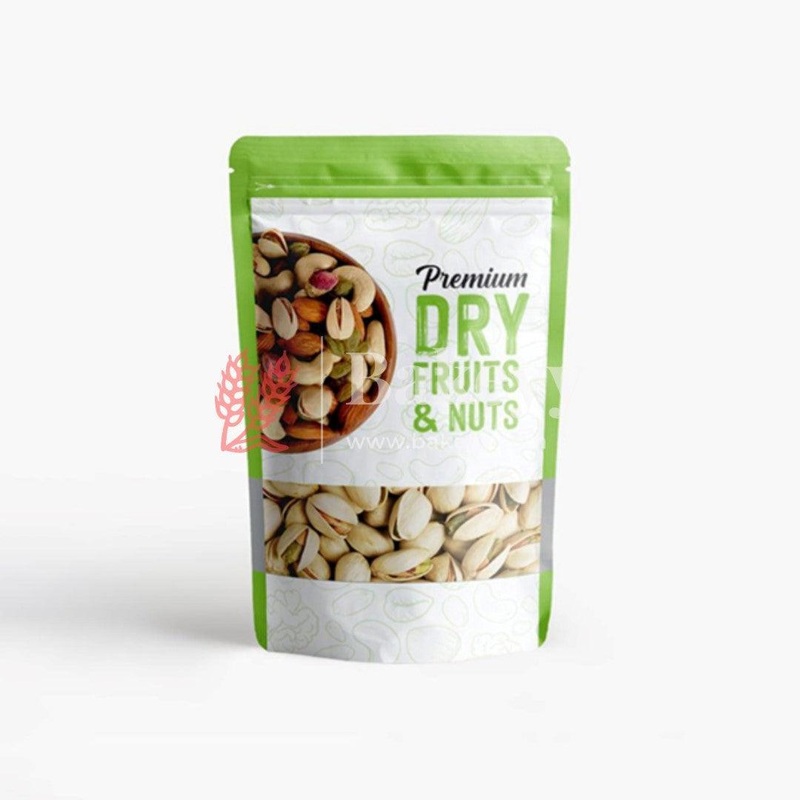 100 gm | 10x17 CM | Zip Lock Pouch | Green Printed Pouch With Window | Standing Pouch | 110 GSM | Pack of 100