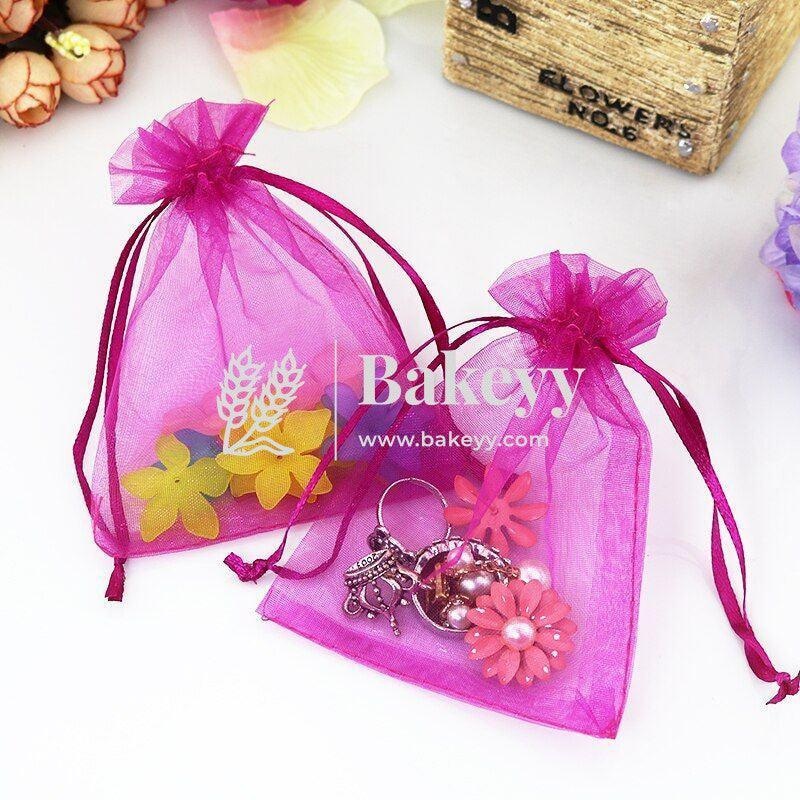 10x14 CM | Organza Potli Bags | Dark Pink Colour | Candy Bag| Pack of 99