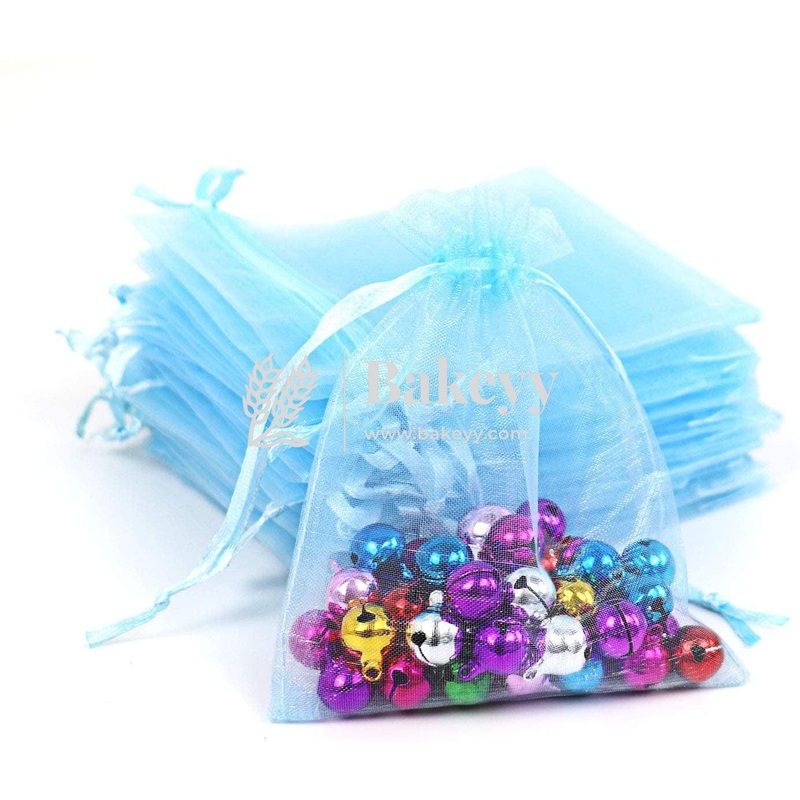 10x14 CM | Organza Potli Bags | Sky Blue Colour |99 pc | Candy Bag