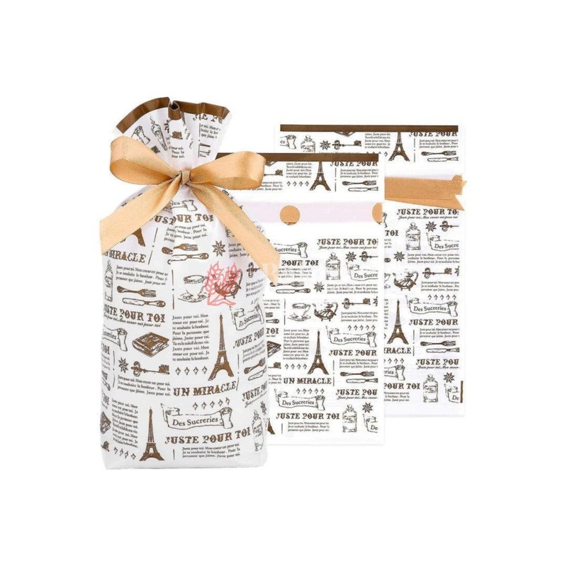 17.5x12Cm| News Paper Style Plastic Stand Up Treat Favor Bags Gift Wrapper Bags for Candy Cookie Chocolate | Pack of 50