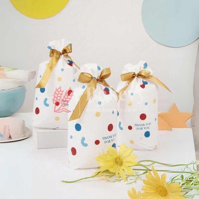 17.5x12Cm| Thank You Plastic Stand Up Treat Favor Bags Gift Wrapper Bags for Candy Cookie Chocolate | Pack of 50