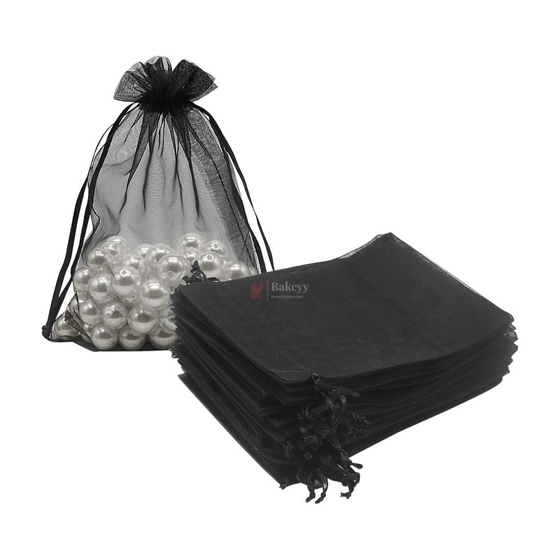 20x25 cm | Organza Potli Bags | Black Colour | pack of 50